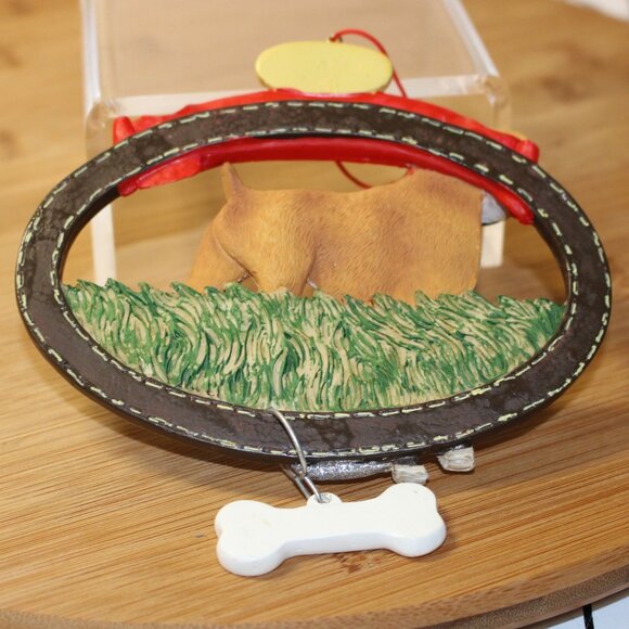 Best Friend Boxer Dog Hanging Ornament w/Red Ribbon & Bone Charm Approx 5" x 4.2 - Picture 3 of 4